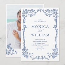 Elegante Boda floral del Jardín francés azul barro