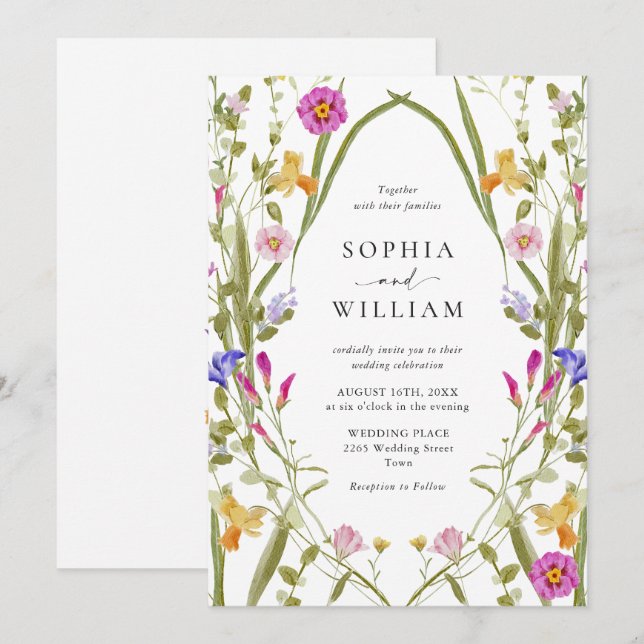 Invitación Elegante Boda floral del Jardín francés barroco (Anverso / Reverso)