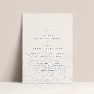Invitación Elegante Boda floral Dusty Blue Chinoiserie