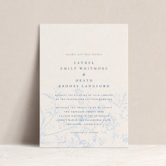 Invitación Elegante Boda floral Dusty Blue Chinoiserie