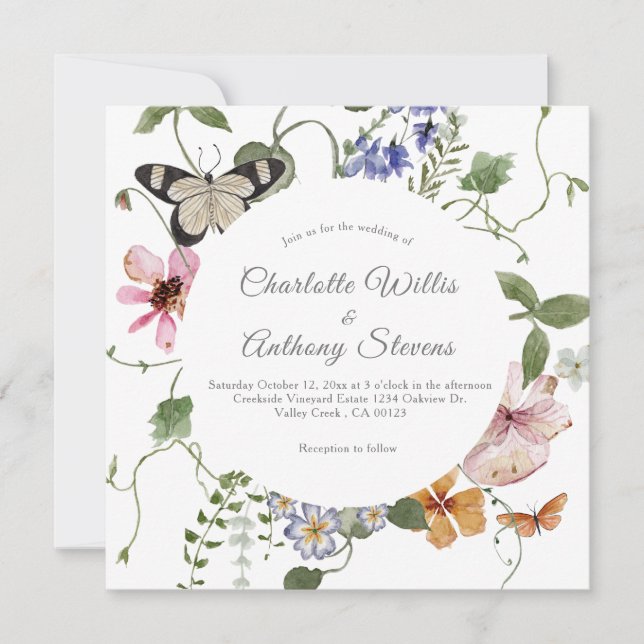Invitación Elegante Boda floral elegante en un jardín secreto (Anverso)