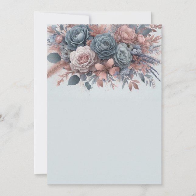 Invitación Elegante Boda floral en blanco (Anverso)