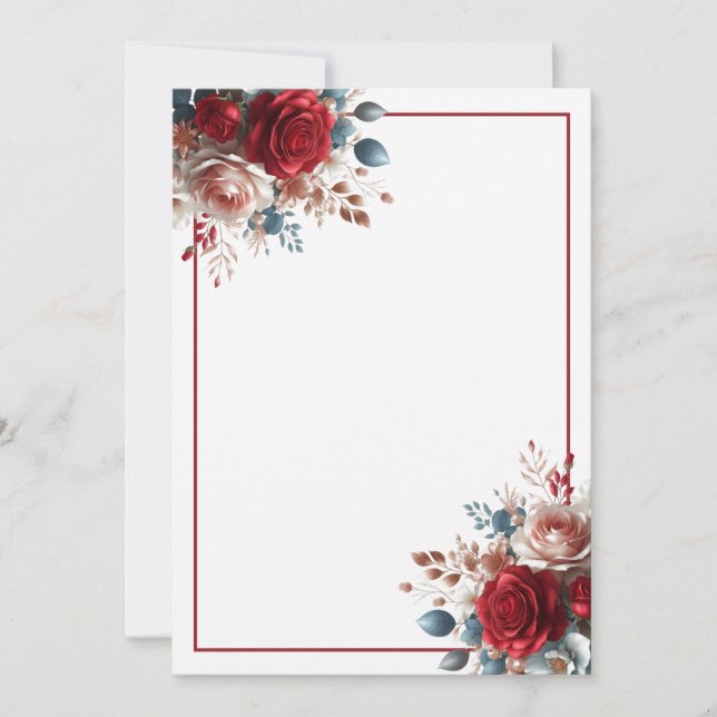 Invitación Elegante Boda floral en blanco (Anverso)