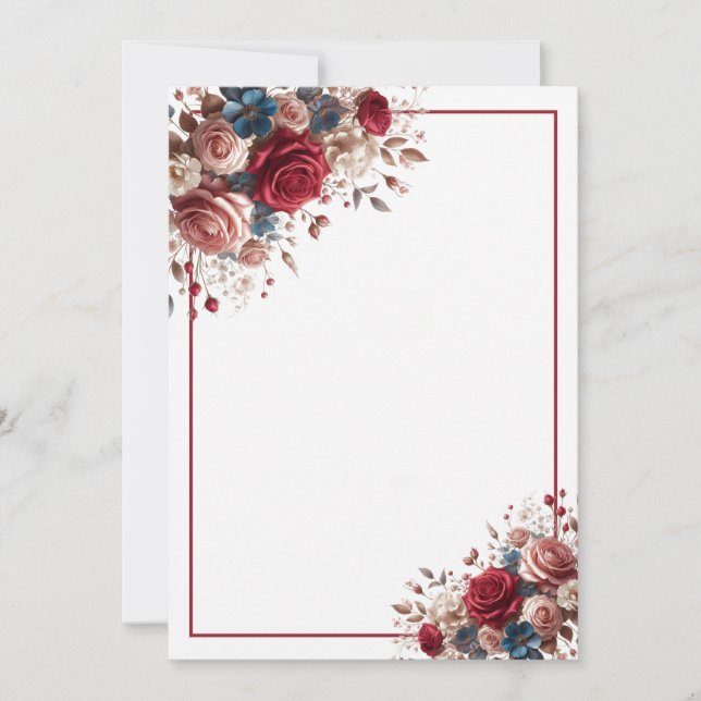 Invitación Elegante Boda floral en blanco (Anverso)
