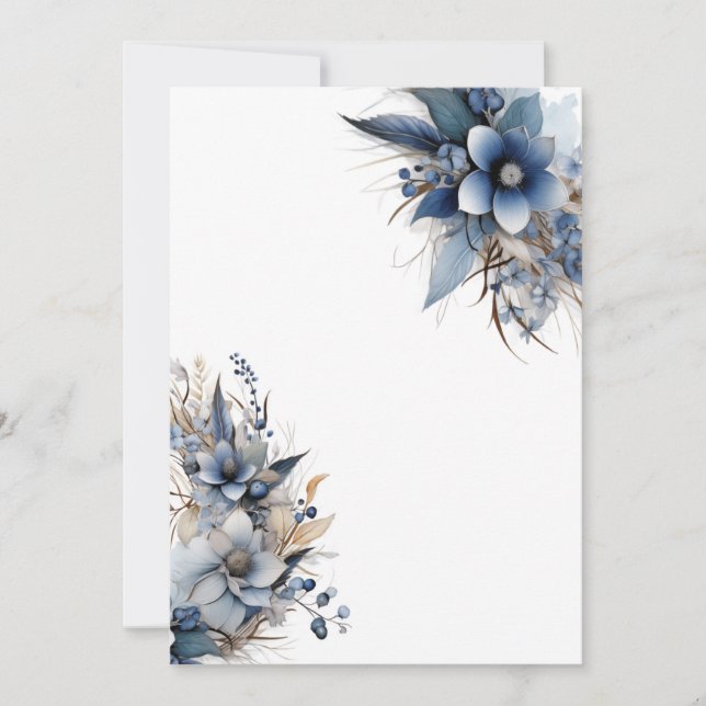 Invitación Elegante Boda floral en blanco (Anverso)