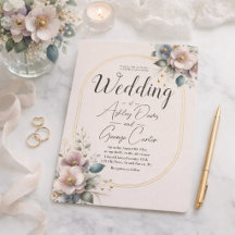 Elegante boda floral en rosa, azul y crema