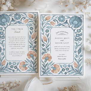Invitación Elegante Boda floral estilo iznik