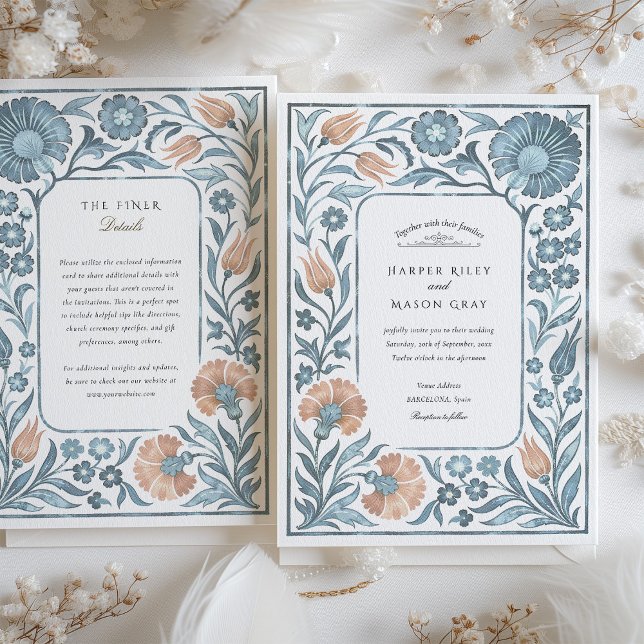 Invitación Elegante Boda floral estilo iznik (Subido por el creador)