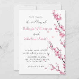 Invitación Elegante Boda Floral Floral Cherry Blossom