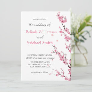 Invitación Elegante Boda Floral Floral Cherry Blossom