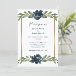 Invitación Elegante Boda floral floral floral azul turquesa