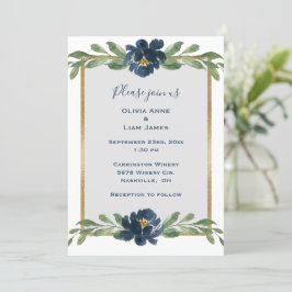 Invitación Elegante Boda floral floral floral azul turquesa