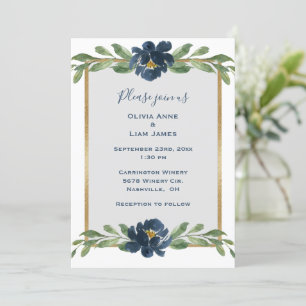 Invitación Elegante Boda floral floral floral azul turquesa