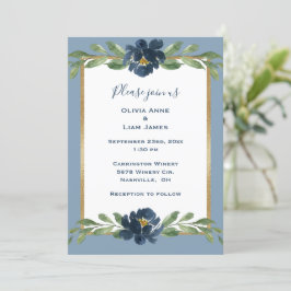 Invitación Elegante Boda floral floral floral azul turquesa