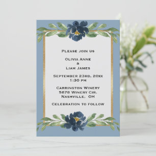 Invitación Elegante Boda floral floral floral azul turquesa