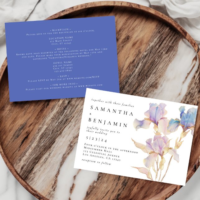 Invitación Elegante Boda floral floral Iris All-In-One (Subido por el creador)