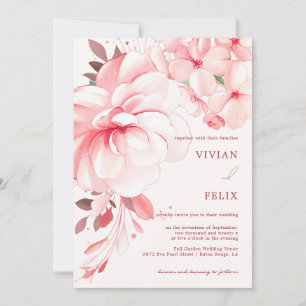 Invitación Elegante Boda floral grande Sakura sin ley