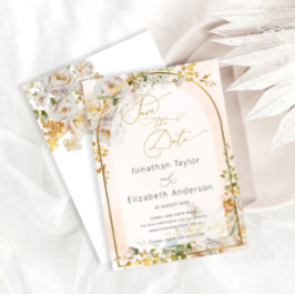 Invitación Elegante boda floral Guardar la carta de fecha