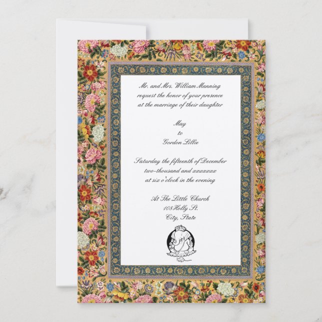 Invitación Elegante Boda floral indio de la época 1618 (Anverso)