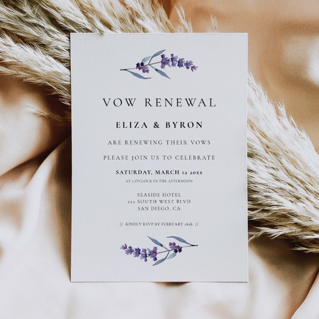 Invitación Elegante Boda Floral Lavanda Vow renovación (Subido por el creador)