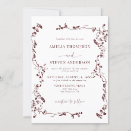 Invitación Elegante Boda Floral Leaf Classic