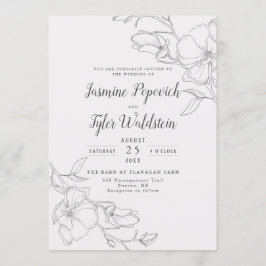 Invitación Elegante Boda Floral Marfil Magnolia