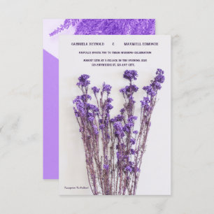 Invitación Elegante Boda floral Minimalista morado de lavanda