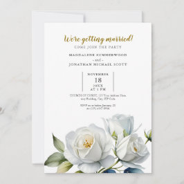 Invitación Elegante Boda floral Minimalista Rosa Blanca