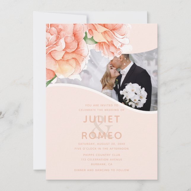 Invitación Elegante Boda floral moderno (Anverso)