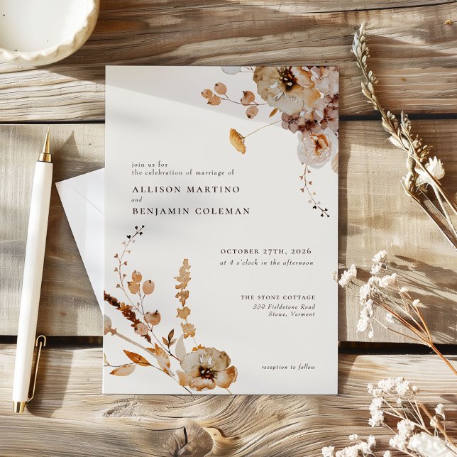 Invitación Elegante Boda floral moderno de Woodland Fall (Subido por el creador)