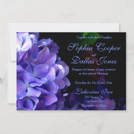 Invitación Elegante Boda floral morado morado negro