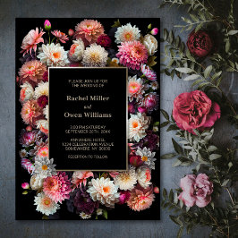 Invitación Elegante Boda floral negro