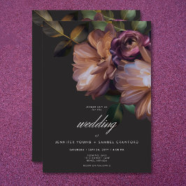 Invitación Elegante Boda floral negro de Moody