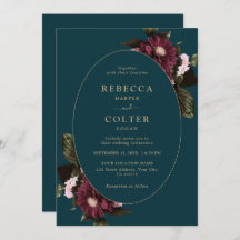 Elegante Boda floral oscuro Verde azulado de Borgo