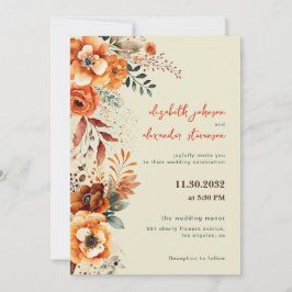 Invitación Elegante boda floral otoñal 1 foto