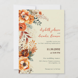 Invitación Elegante boda floral otoñal 1 foto