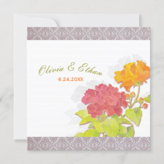 Invitación Elegante Boda floral peonista asiático
