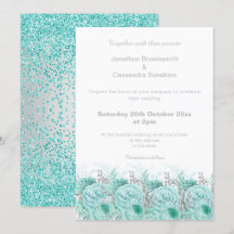 ELEGANTE BODA FLORAL PURPURINA DE PLATA AQUA