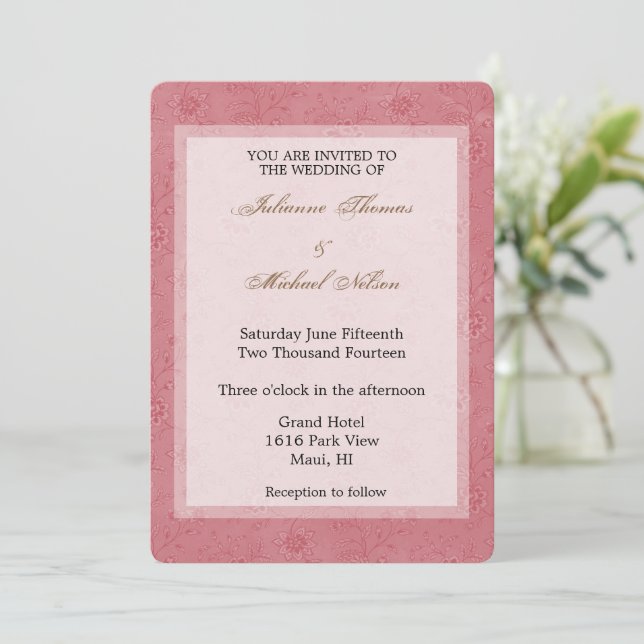 Invitación Elegante Boda Floral Rojo (Anverso de pie)