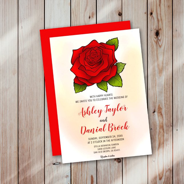 Invitación Elegante Boda floral romántico de flores rojas de  (Subido por el creador)
