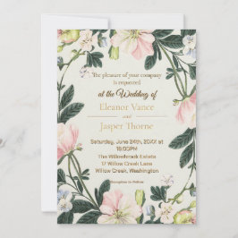 Invitación Elegante Boda floral romántico de guirnalda