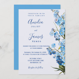 Invitación Elegante Boda floral romántico "Olvidémonos No"