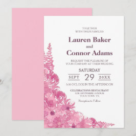 Invitación Elegante Boda floral rosa