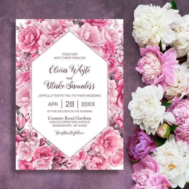Invitación Elegante Boda floral rosa (Subido por el creador)