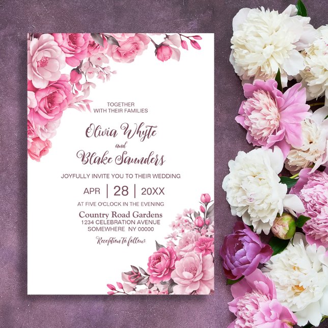Invitación Elegante Boda floral rosa (Subido por el creador)
