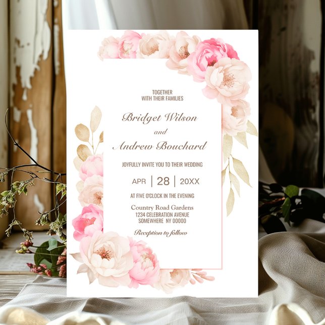 Invitación Elegante Boda floral rosa (Subido por el creador)