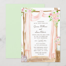 Invitación Elegante Boda floral rosa acuarela exterior