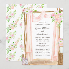 Invitación Elegante Boda floral rosa acuarela exterior