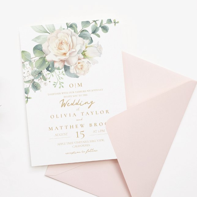 Invitación Elegante Boda floral rosa blanca (Subido por el creador)