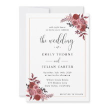 Elegante Boda Floral Rosa Borgona